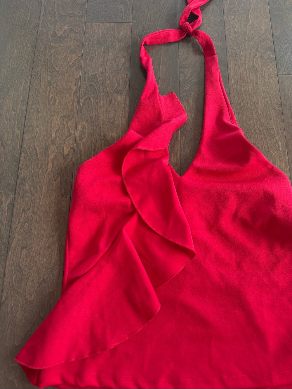 Wrapper Red Halter Ruffle Camisole - Picture 3 of 5